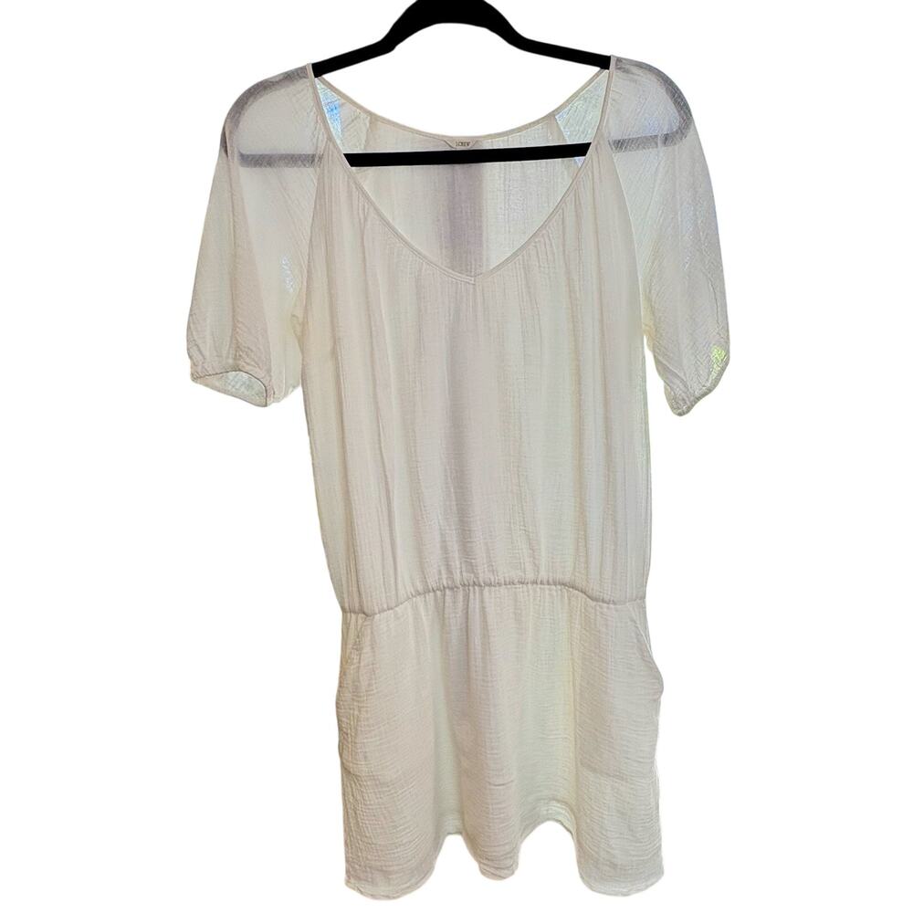 J. CREW V-Neck Soft Gauze Mini Dress Lined White Sz XS 100% cotton